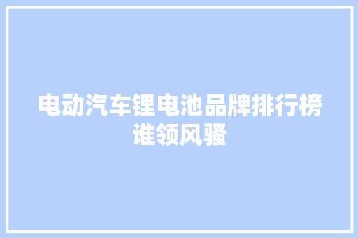 电动汽车锂电池品牌排行榜谁领风骚  第1张