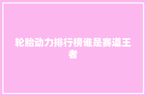 轮胎动力排行榜谁是赛道王者