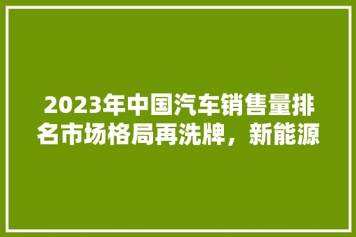 2023年中国汽车销售量排名市场格局再洗牌，新能源汽车崛起