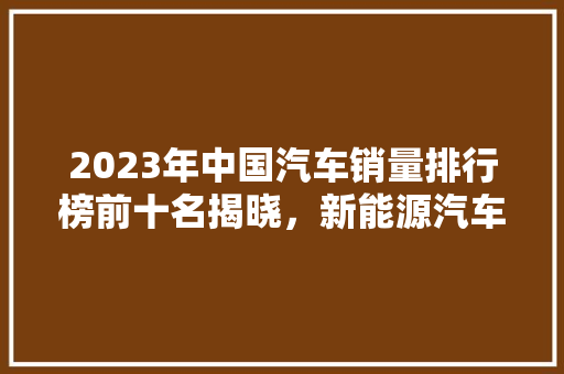 2023年中国汽车销量排行榜前十名揭晓，新能源汽车崛起成亮点