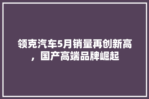 领克汽车5月销量再创新高，国产高端品牌崛起  第1张