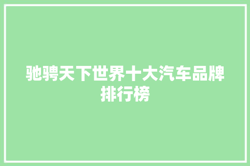 驰骋天下世界十大汽车品牌排行榜  第1张