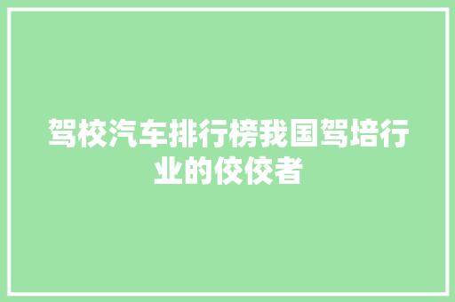 驾校汽车排行榜我国驾培行业的佼佼者  第1张