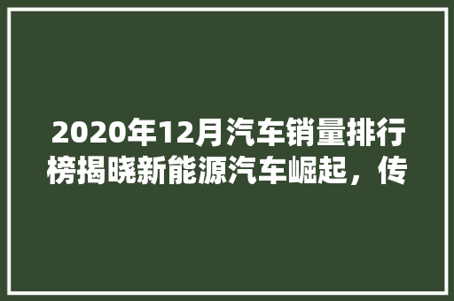 2020年12月汽车销量排行榜揭晓新能源汽车崛起，传统车企面临挑战