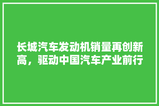 长城汽车发动机销量再创新高，驱动中国汽车产业前行  第1张