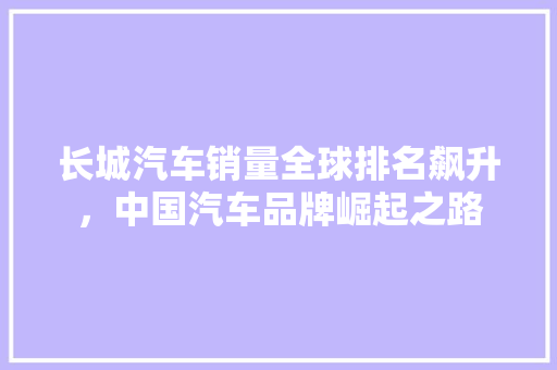 长城汽车销量全球排名飙升，中国汽车品牌崛起之路  第1张