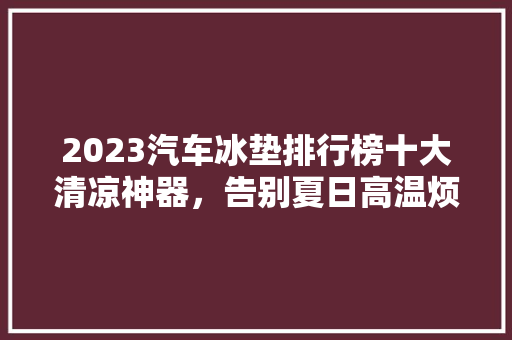 2023汽车冰垫排行榜十大清凉神器，告别夏日高温烦恼！  第1张