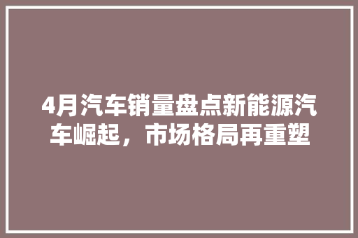 4月汽车销量盘点新能源汽车崛起，市场格局再重塑  第1张