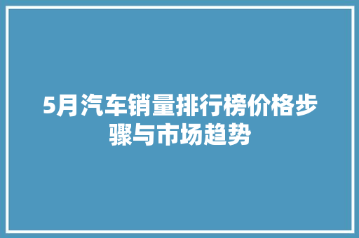 5月汽车销量排行榜价格步骤与市场趋势