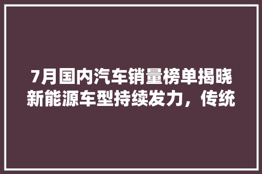 7月国内汽车销量榜单揭晓新能源车型持续发力，传统车企稳扎稳打  第1张