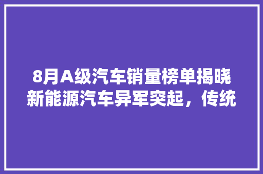 8月A级汽车销量榜单揭晓新能源汽车异军突起，传统车企面临挑战  第1张