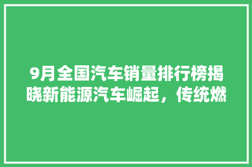 9月全国汽车销量排行榜揭晓新能源汽车崛起，传统燃油车面临挑战  第1张