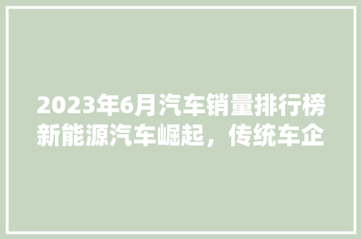 2023年6月汽车销量排行榜新能源汽车崛起，传统车企转型加速