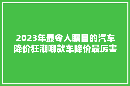 2023年最令人瞩目的汽车降价狂潮哪款车降价最厉害