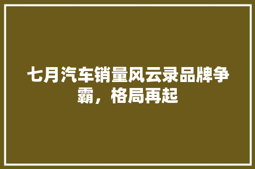 七月汽车销量风云录品牌争霸，格局再起  第1张