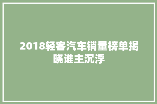 2018轻客汽车销量榜单揭晓谁主沉浮