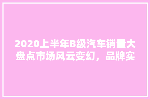 2020上半年B级汽车销量大盘点市场风云变幻，品牌实力角逐  第1张