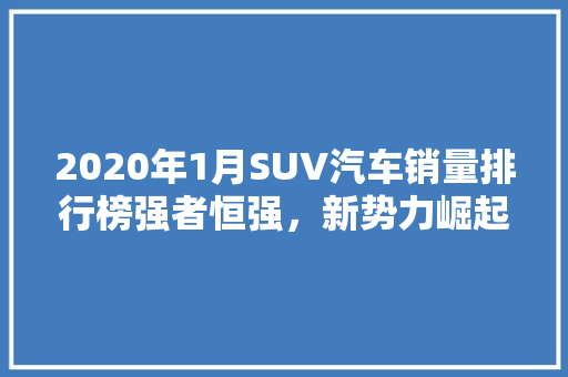 2020年1月SUV汽车销量排行榜强者恒强，新势力崛起  第1张