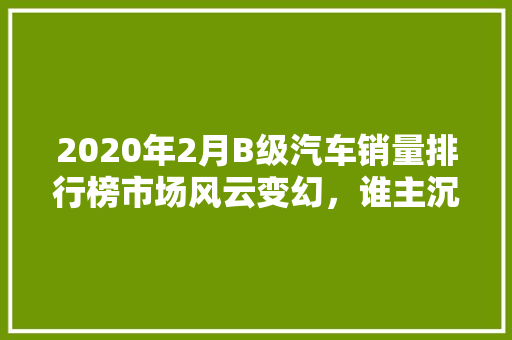 2020年2月B级汽车销量排行榜市场风云变幻，谁主沉浮  第1张