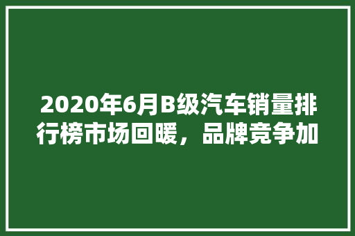 2020年6月B级汽车销量排行榜市场回暖，品牌竞争加剧  第1张