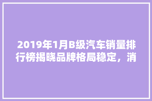 2019年1月B级汽车销量排行榜揭晓品牌格局稳定，消费者需求多元  第1张