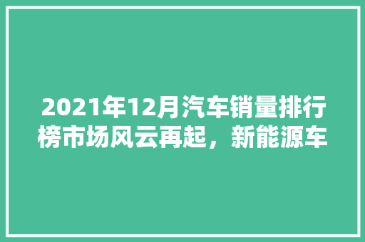2021年12月汽车销量排行榜市场风云再起，新能源车崛起  第1张