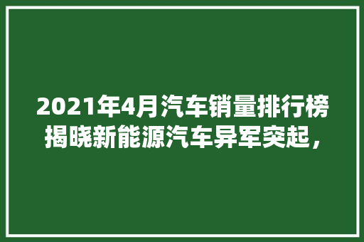 2021年4月汽车销量排行榜揭晓新能源汽车异军突起，传统车企转型升级  第1张