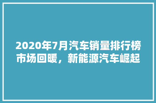 2020年7月汽车销量排行榜市场回暖，新能源汽车崛起  第1张