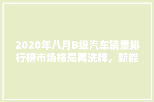 2020年八月B级汽车销量排行榜市场格局再洗牌，新能源汽车崛起  第1张