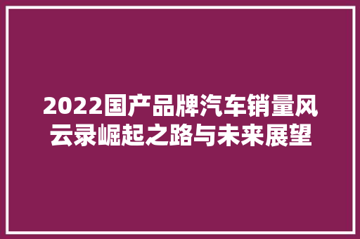 2022国产品牌汽车销量风云录崛起之路与未来展望  第1张