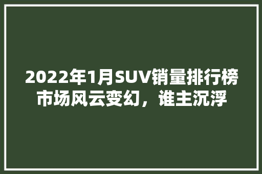 2022年1月SUV销量排行榜市场风云变幻，谁主沉浮  第1张