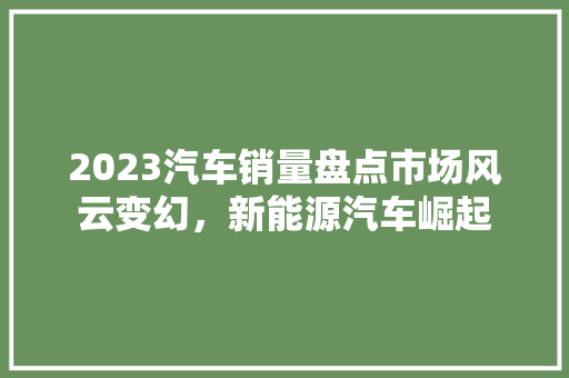 2023汽车销量盘点市场风云变幻，新能源汽车崛起  第1张