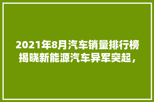 2021年8月汽车销量排行榜揭晓新能源汽车异军突起，传统车企面临挑战  第1张