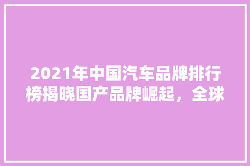 2021年中国汽车品牌排行榜揭晓国产品牌崛起，全球影响力日益增强  第1张