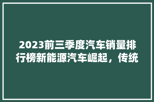 2023前三季度汽车销量排行榜新能源汽车崛起，传统燃油车面临挑战