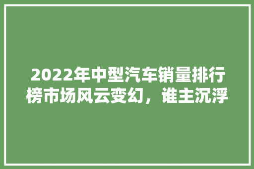 2022年中型汽车销量排行榜市场风云变幻，谁主沉浮  第1张