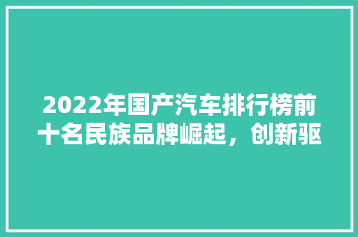 2022年国产汽车排行榜前十名民族品牌崛起，创新驱动未来  第1张