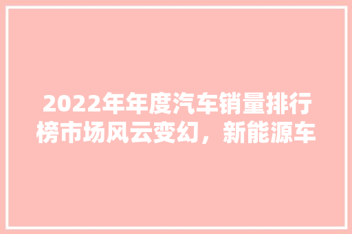 2022年年度汽车销量排行榜市场风云变幻，新能源车型崛起  第1张