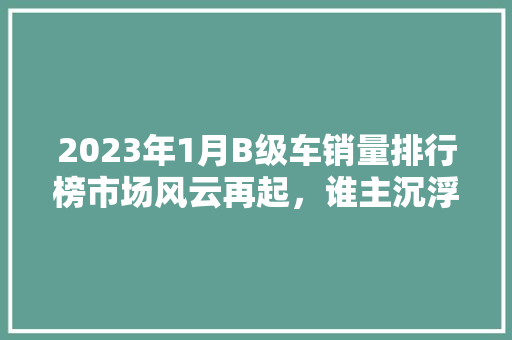 2023年1月B级车销量排行榜市场风云再起，谁主沉浮
