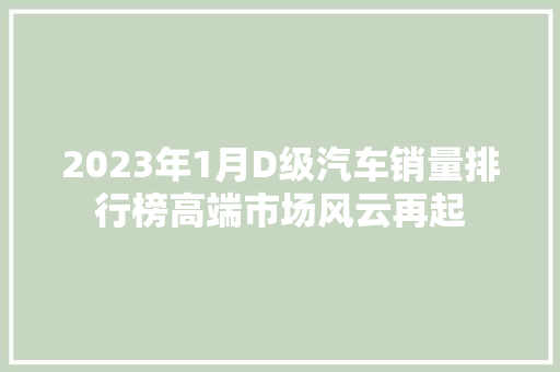 2023年1月D级汽车销量排行榜高端市场风云再起