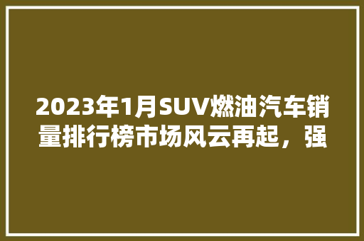 2023年1月SUV燃油汽车销量排行榜市场风云再起，强者恒强