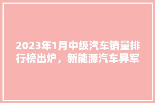 2023年1月中级汽车销量排行榜出炉，新能源汽车异军突起，市场格局悄然生变