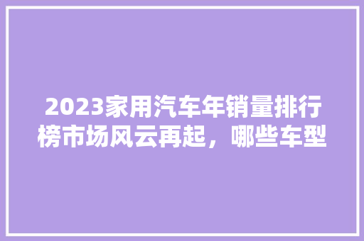 2023家用汽车年销量排行榜市场风云再起，哪些车型领跑市场