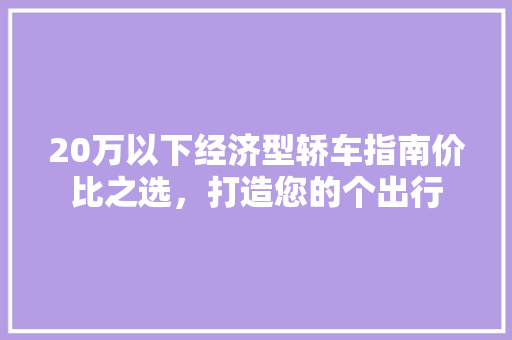 20万以下经济型轿车指南价比之选，打造您的个出行
