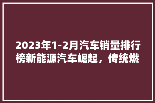 2023年1-2月汽车销量排行榜新能源汽车崛起，传统燃油车面临挑战