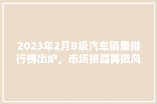2023年2月B级汽车销量排行榜出炉，市场格局再掀风云