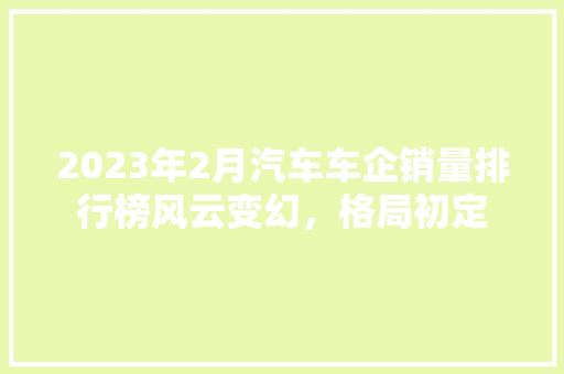 2023年2月汽车车企销量排行榜风云变幻，格局初定