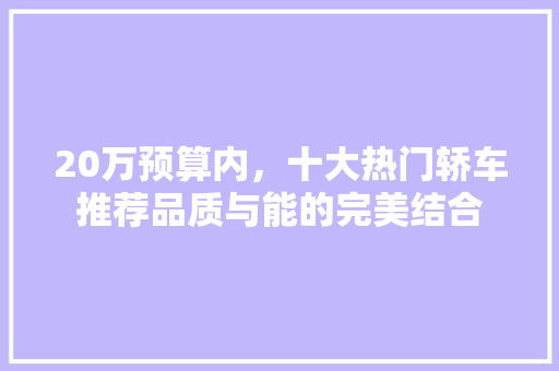 20万预算内，十大热门轿车推荐品质与能的完美结合  第1张