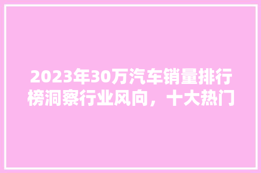 2023年30万汽车销量排行榜洞察行业风向，十大热门车型