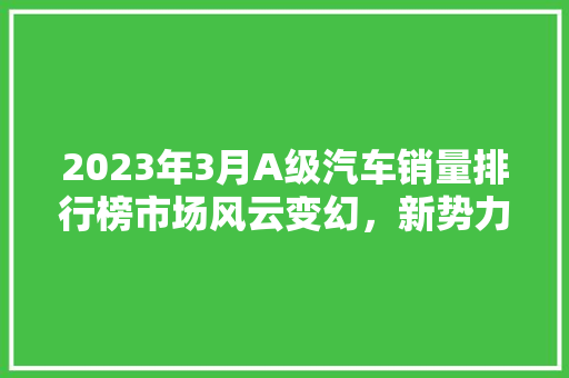 2023年3月A级汽车销量排行榜市场风云变幻，新势力崛起